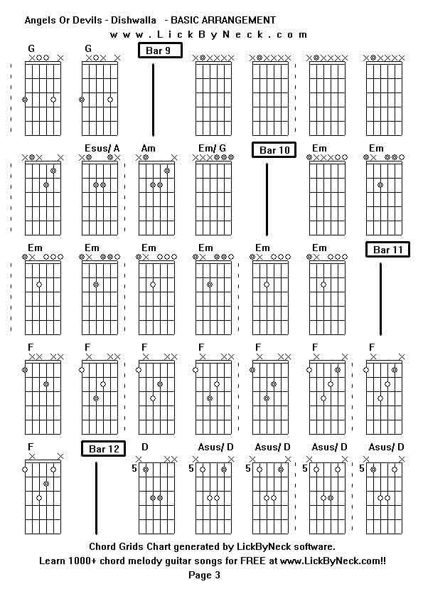 Chord Grids Chart of chord melody fingerstyle guitar song-Angels Or Devils - Dishwalla   - BASIC ARRANGEMENT,generated by LickByNeck software.